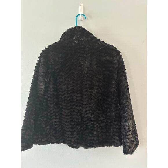 Patagonia Girls Pelage Faux Fur Jacket Size XL 14 Black Winter Button Front - Picture 5 of 6